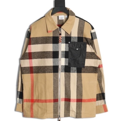 Burberry paneled plaid shirt jacket,Burberry