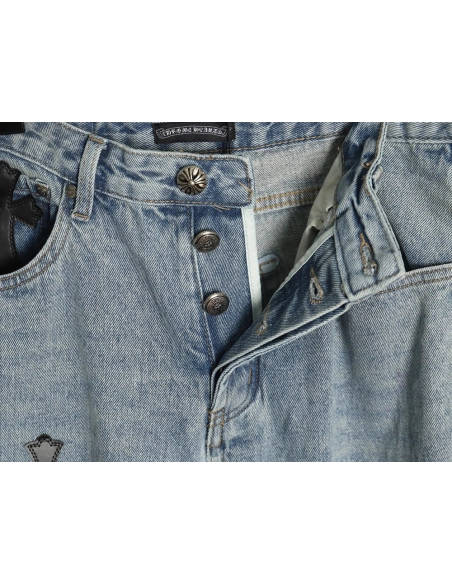 Chrome Hearts Flared Destroyed Leather Jeans,Chrome Hearts