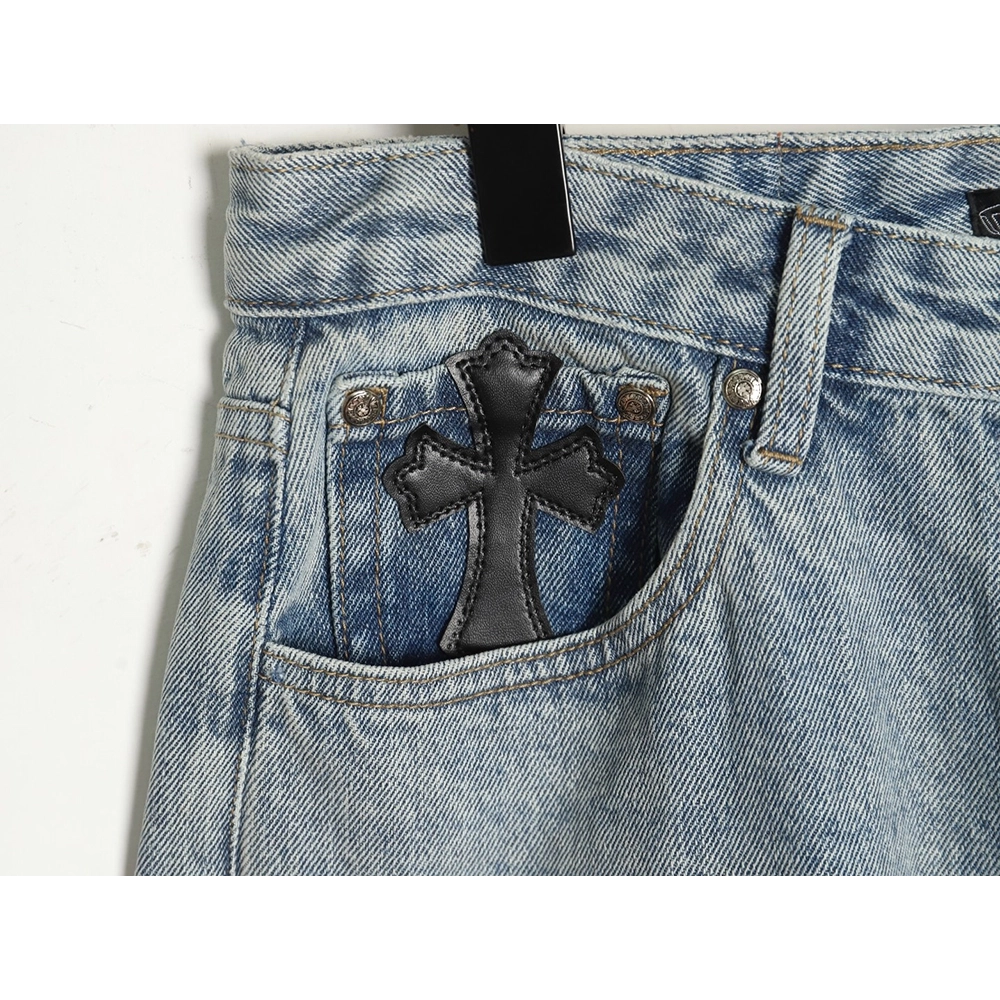 Chrome Hearts Flared Destroyed Leather Jeans,Chrome Hearts