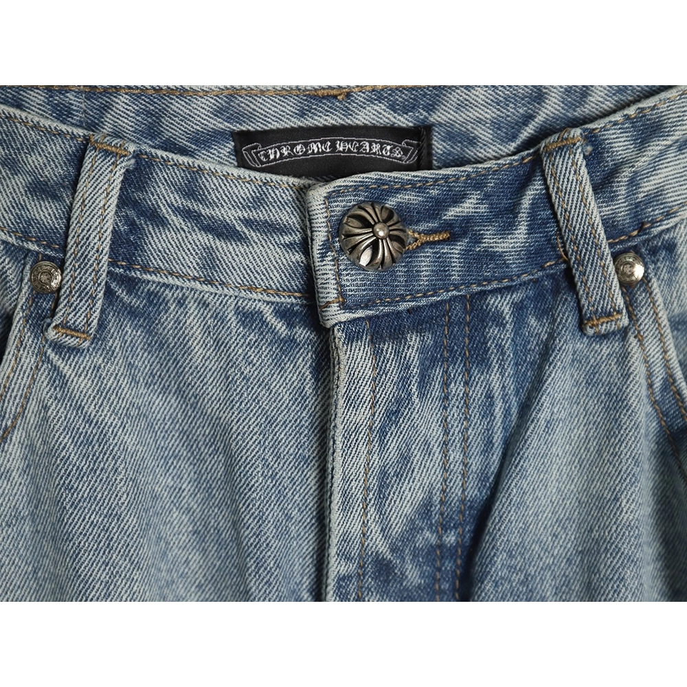 Chrome Hearts Flared Destroyed Leather Jeans,Chrome Hearts