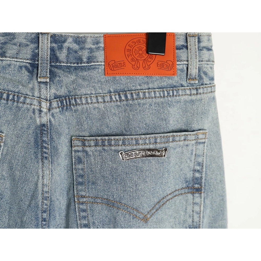 Chrome Hearts Flared Destroyed Leather Jeans,Chrome Hearts