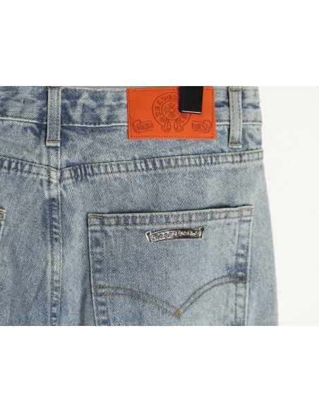 Chrome Hearts Flared Destroyed Leather Jeans,Chrome Hearts