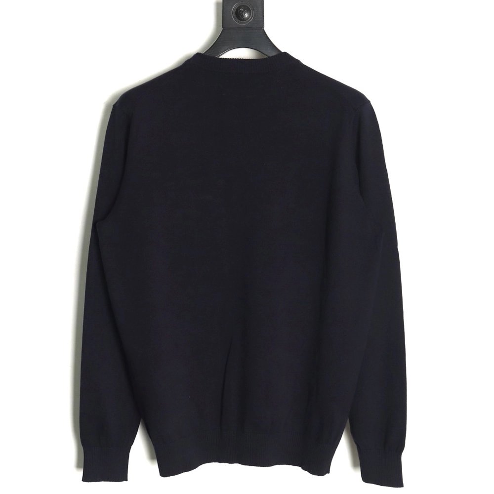 Fendi Embossed Pocket Navy Crew Neck Sweater,Fendi