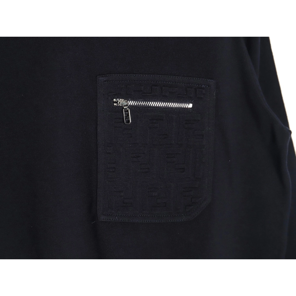 Fendi Embossed Pocket Navy Crew Neck Sweater,Fendi