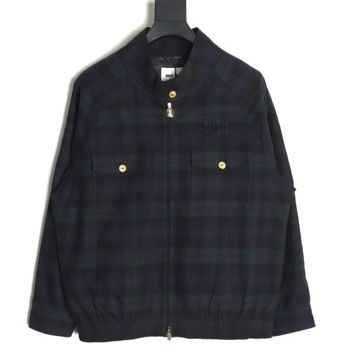 Miu Miu Green Check Wool Plaid Jacket,Miu Miu