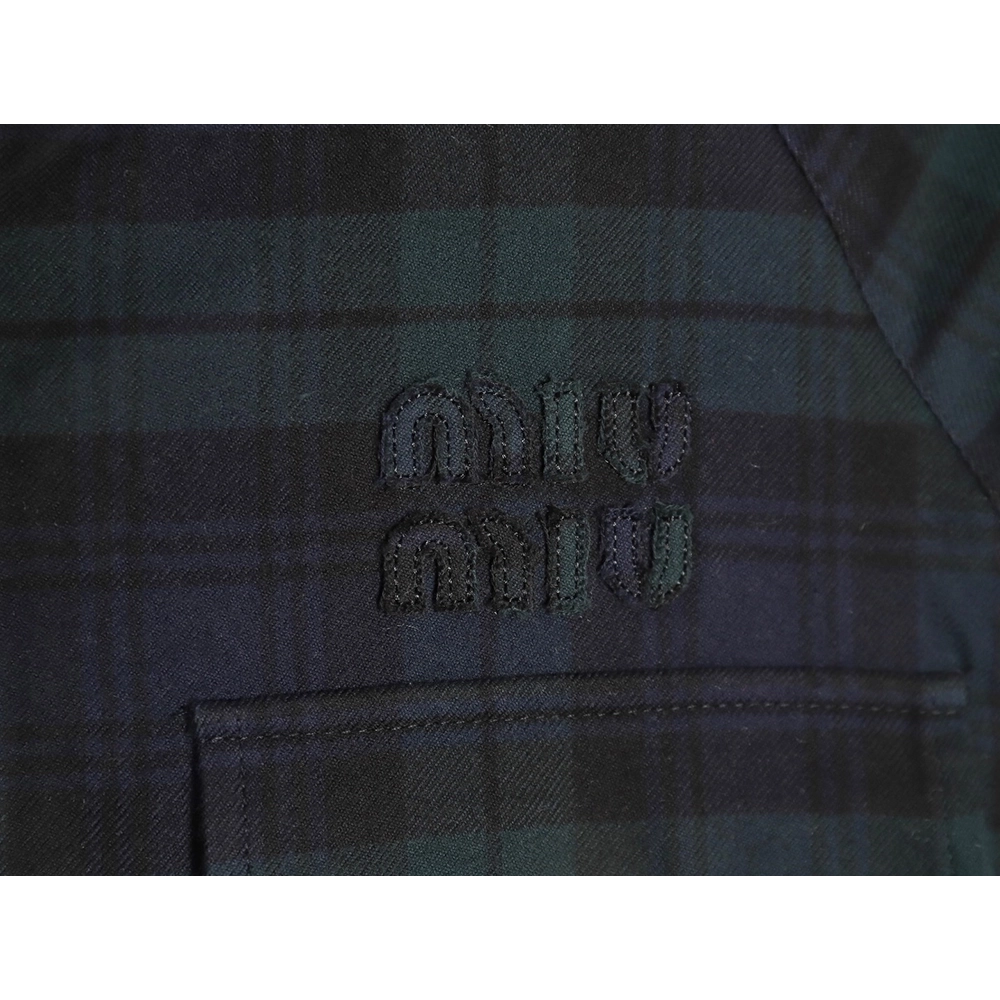 Miu Miu Green Check Wool Plaid Jacket,Miu Miu