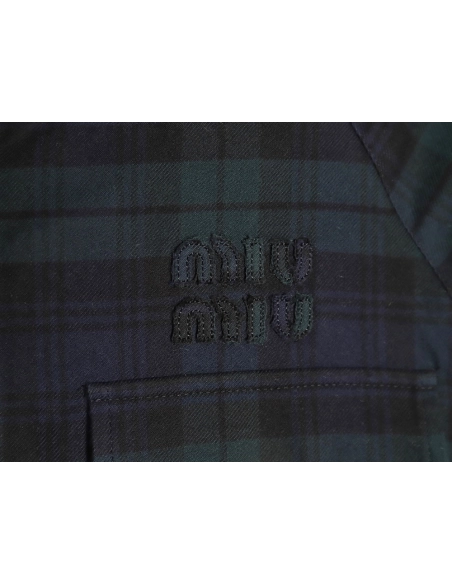 Miu Miu Green Check Wool Plaid Jacket,Miu Miu
