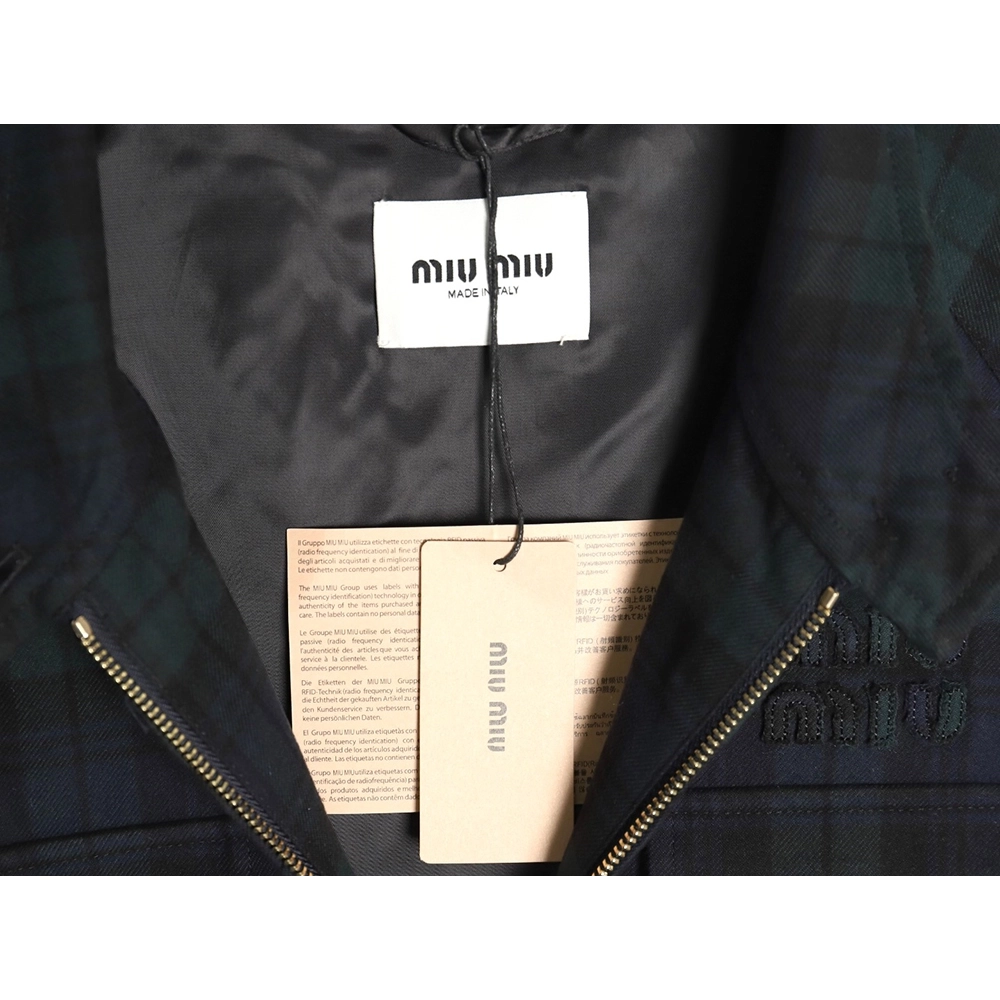 Miu Miu Green Check Wool Plaid Jacket,Miu Miu