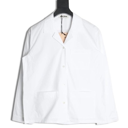 Miu Miu poplin pocket lapel long sleeve shirt,Miu Miu