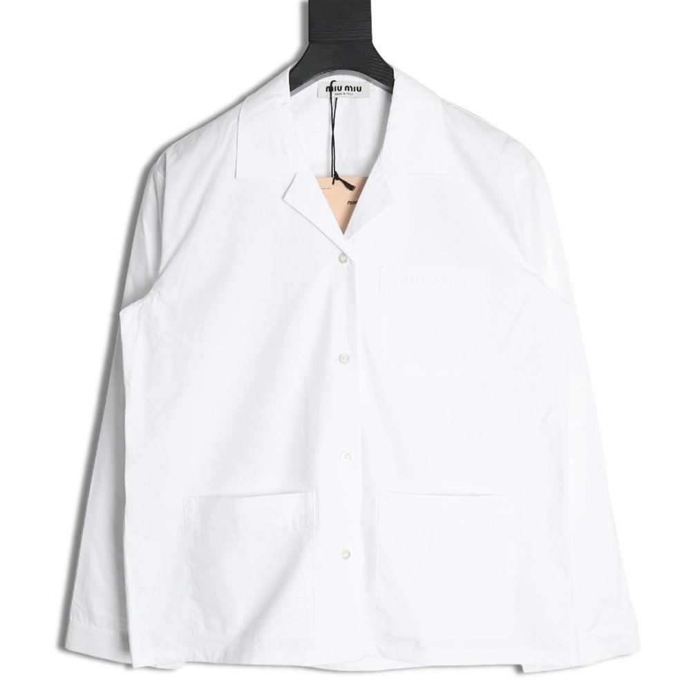 Miu Miu poplin pocket lapel long sleeve shirt,Miu Miu