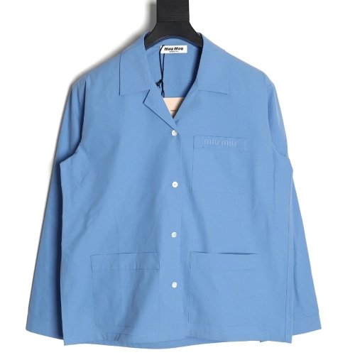 Miu Miu poplin pocket lapel long sleeve shirt TSK1,Miu Miu