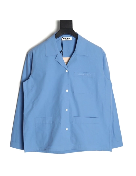 Miu Miu poplin pocket lapel long sleeve shirt TSK1,Miu Miu