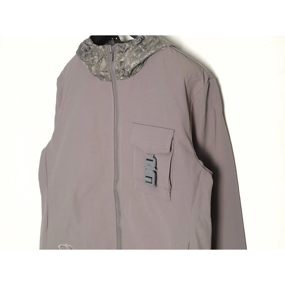 Dior patchwork letter embroidery hooded trench coat,Dior
