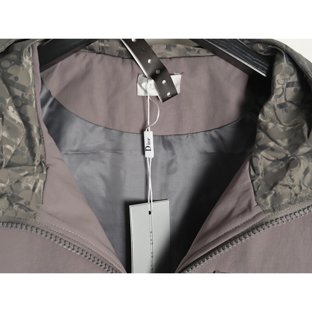 Dior patchwork letter embroidery hooded trench coat,Dior