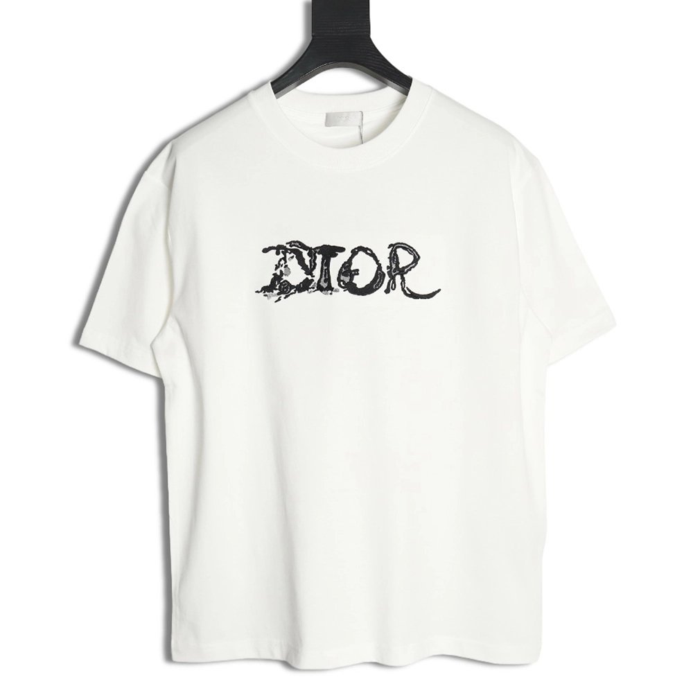 Dior lettering embroidered short sleeve T-shirt,Dior