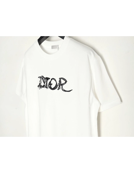 Dior lettering embroidered short sleeve T-shirt,Dior