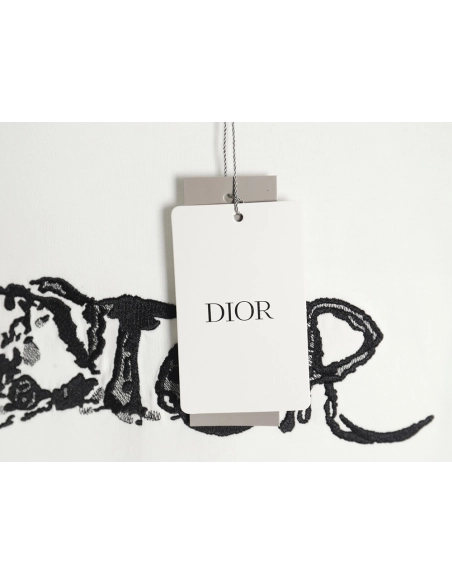 Dior lettering embroidered short sleeve T-shirt,Dior