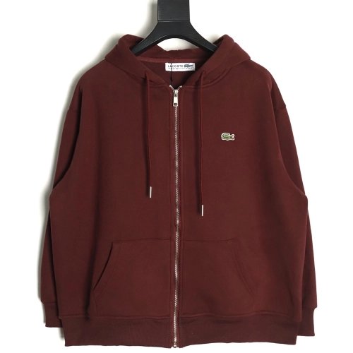 Lacoste crocodile embroidered logo fleece zip-up jacket TSK1,Lacoste