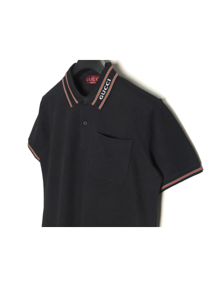 Gucci Neck Lettering Short Sleeve Polo Shirt TSK1,Gucci