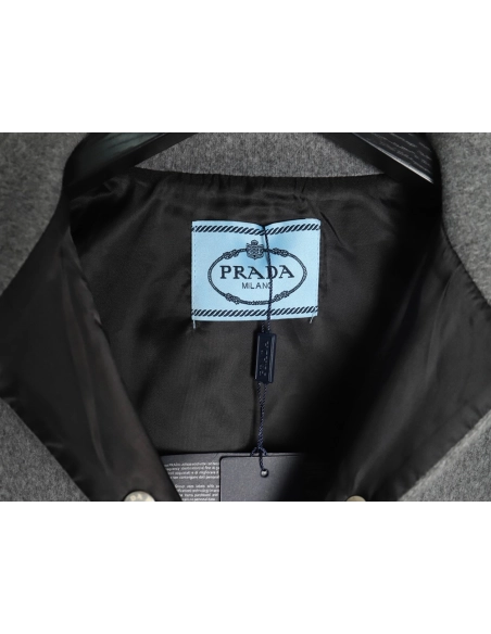 Prada Cashmere Triangle Logo Shirt Jacket,Prada