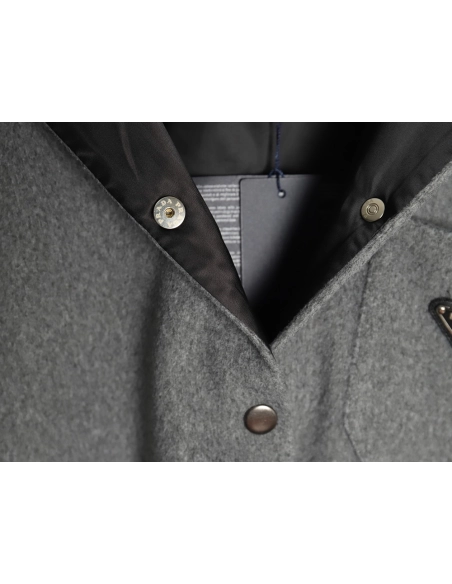 Prada Cashmere Triangle Logo Shirt Jacket,Prada