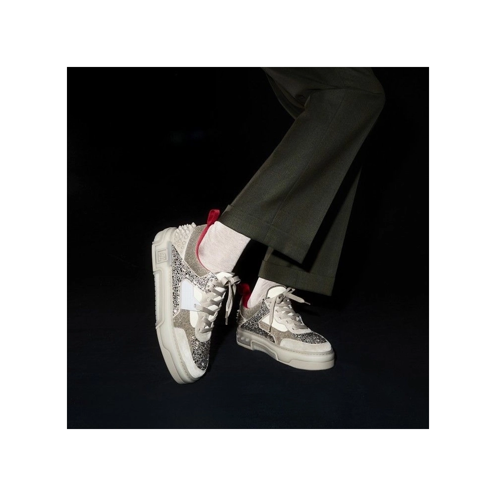 Fake Christian Louboutin Astroloubi Strass Sneakers Veau Velours Suede Leather Comete Saharienne, Replica CL Shoes