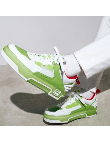 Discount Christian Louboutin Astroloubi Sneakers Calf Leather And Nappa Leather White Green, Cheap Christian Louboutin Shoes