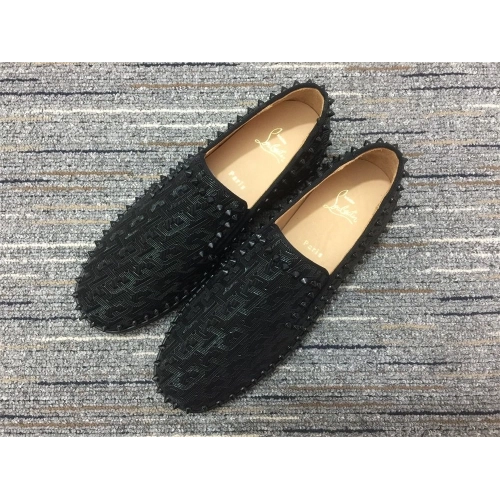 Replica Christian Louboutin Pik Boat Spikes Slip-on Loafers Black, Knockoff CL Shoes