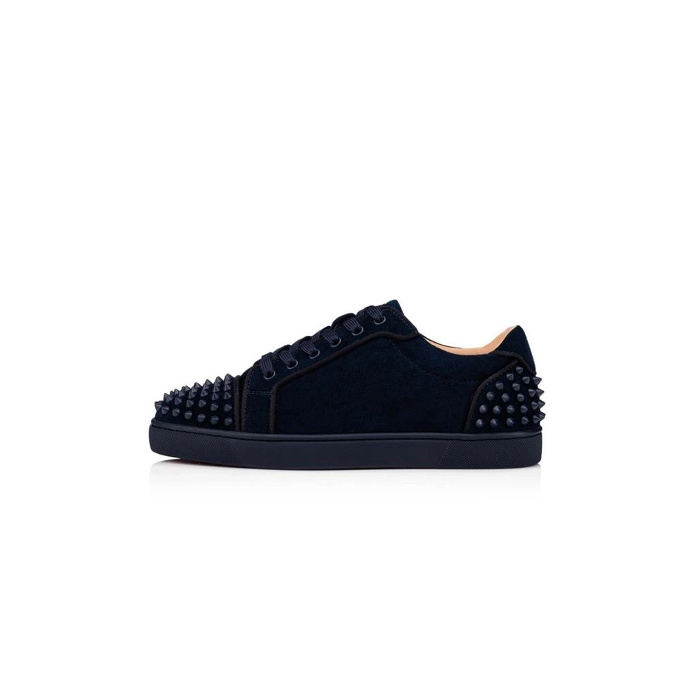 cheap Christian Louboutin Low-top Seavaste 2 Orla Marine/marine Mat Suede Leather Sneaker sale