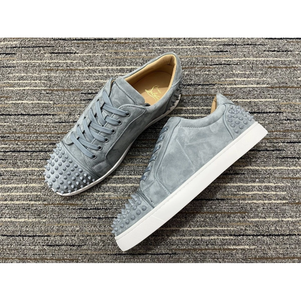 Discount Christian Louboutin Seavaste 2 Orla Falt Low-top Sneakers Suede Leather Gray