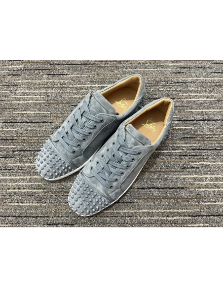 Discount Christian Louboutin Seavaste 2 Orla Falt Low-top Sneakers Suede Leather Gray