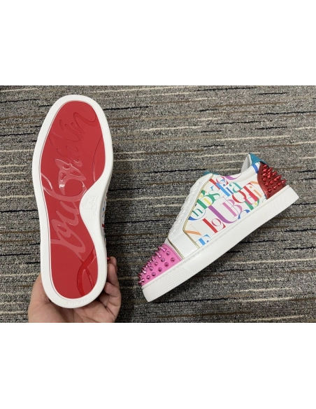 Cheap Christian Louboutin Version Viera 2 Flat Low-top Sneakers Calf Fabric Multicolor