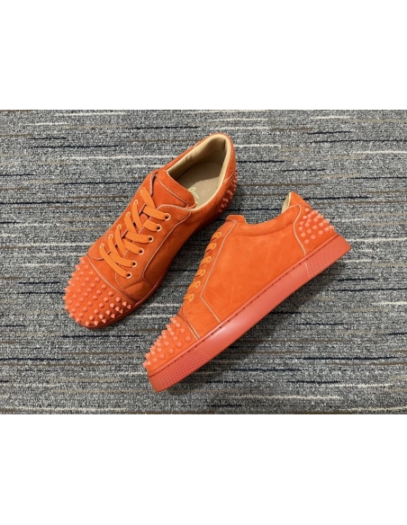 Cheap Christian Louboutin Seavaste 2 Orlato Flat Low-top Sneakers Suede Orange