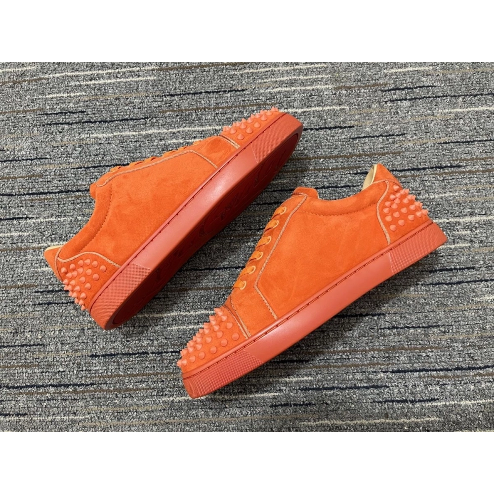Cheap Christian Louboutin Seavaste 2 Orlato Flat Low-top Sneakers Suede Orange
