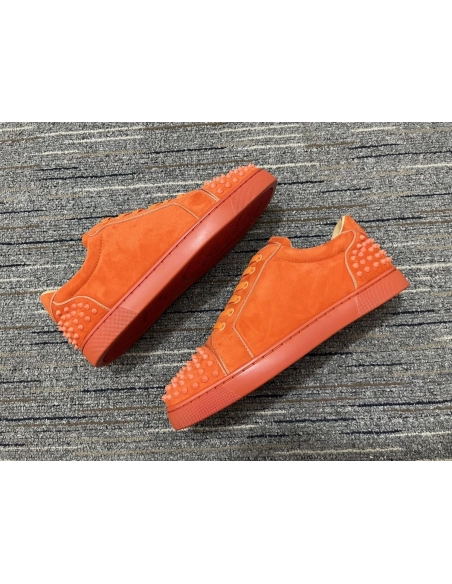 Cheap Christian Louboutin Seavaste 2 Orlato Flat Low-top Sneakers Suede Orange