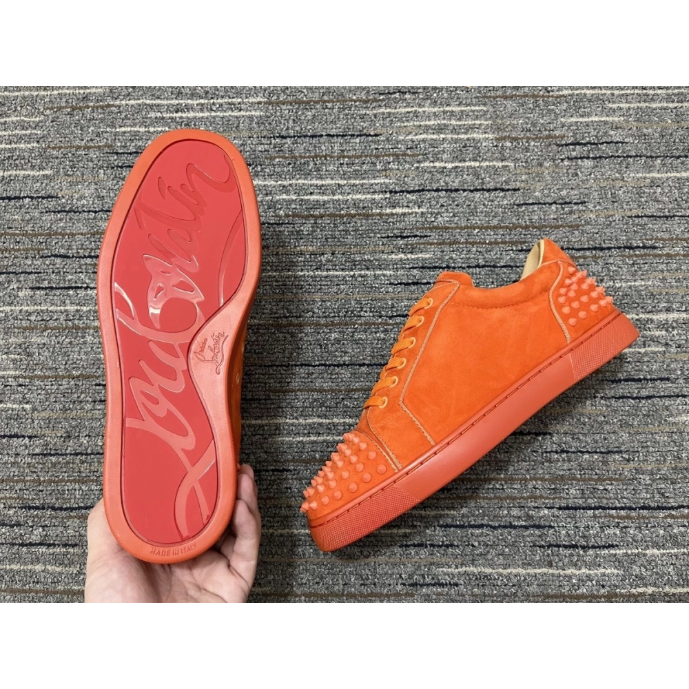 Cheap Christian Louboutin Seavaste 2 Orlato Flat Low-top Sneakers Suede Orange