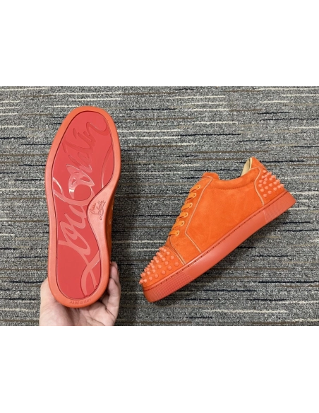Cheap Christian Louboutin Seavaste 2 Orlato Flat Low-top Sneakers Suede Orange