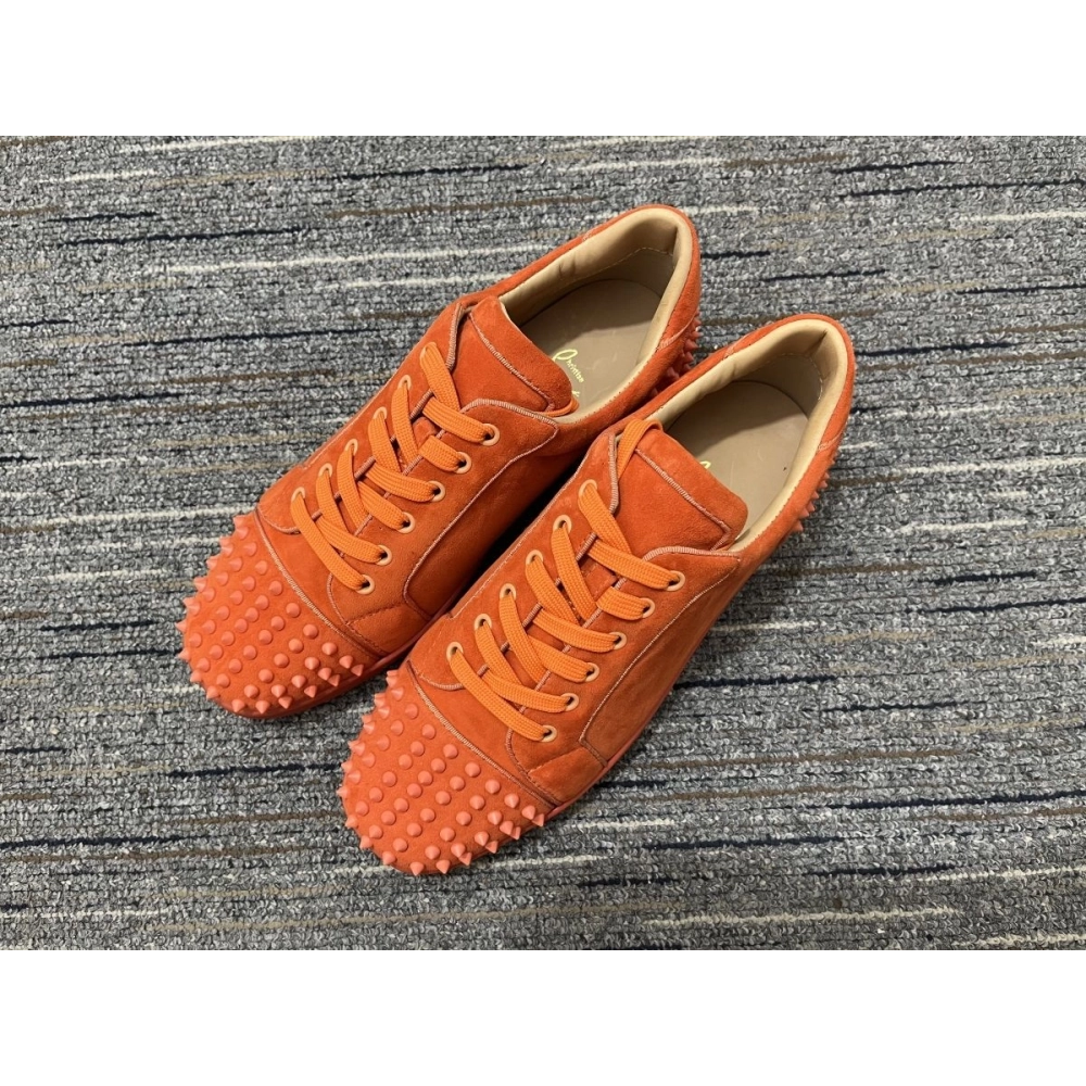 Cheap Christian Louboutin Seavaste 2 Orlato Flat Low-top Sneakers Suede Orange