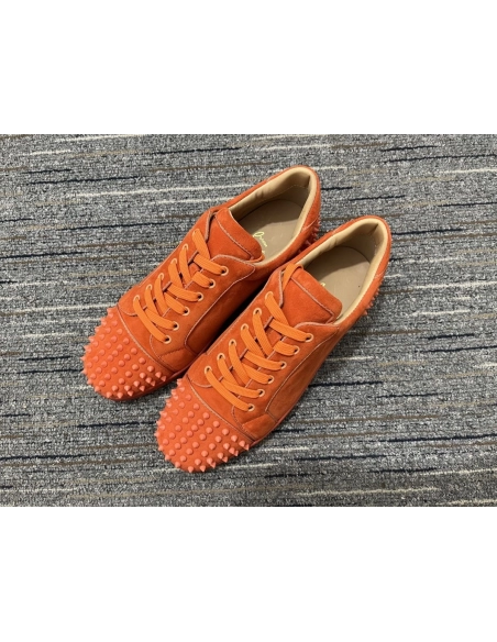 Cheap Christian Louboutin Seavaste 2 Orlato Flat Low-top Sneakers Suede Orange
