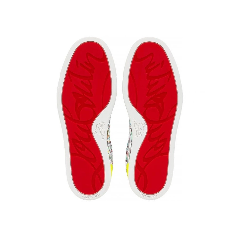 Discount Christian Louboutin Fun Vieira Low-top Sneakers Fluo Yellow Calf Leather Outlet