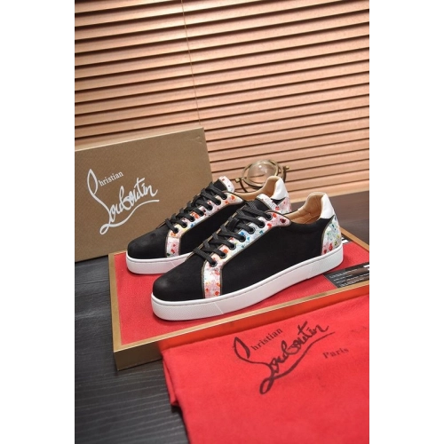 Discount Christian Louboutin Men Sneakers Low-top Leather Trim Veau Velours Multicolor Outlet