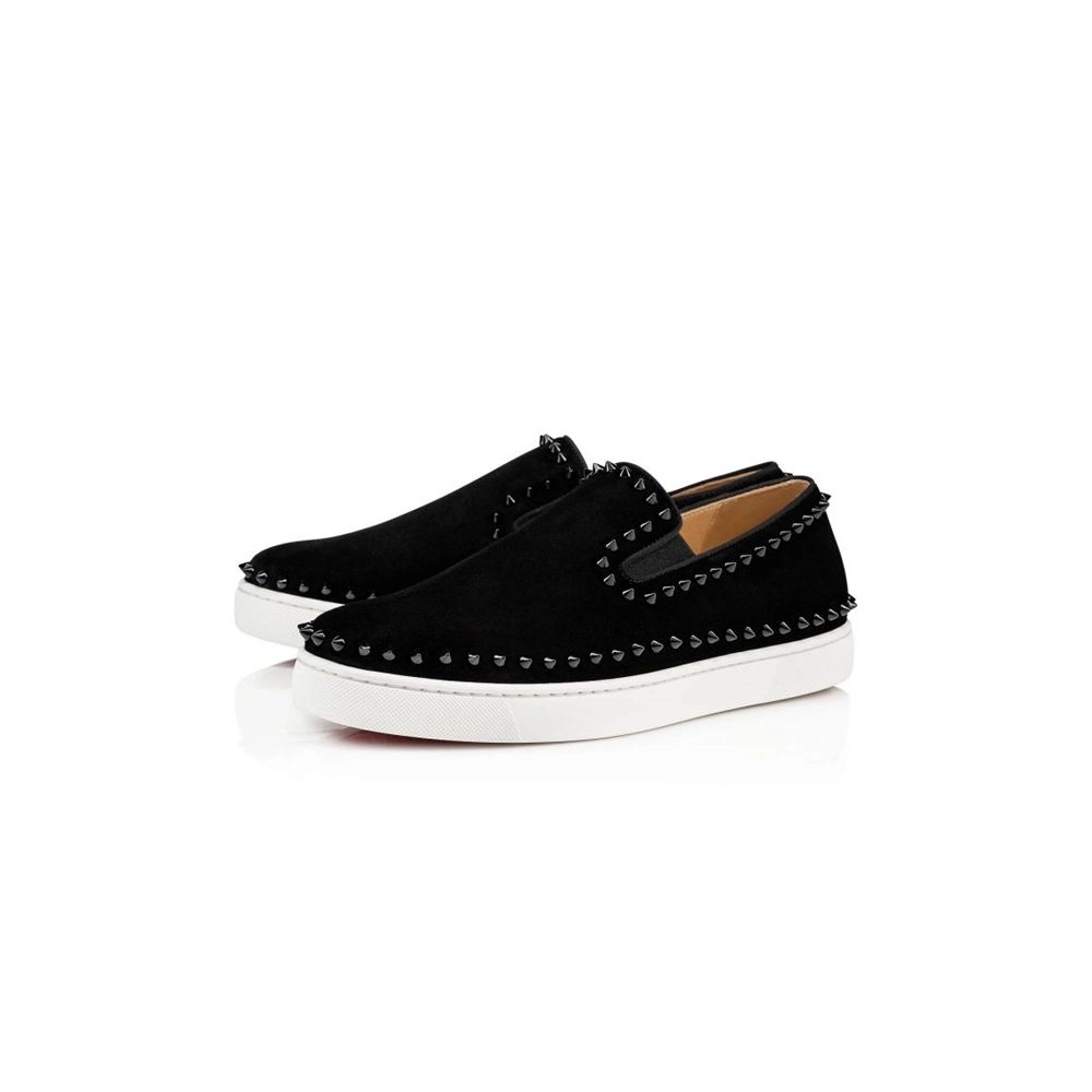 cheap Christian Louboutin Low-top Pik Boat Black/black Veau Velours Sneaker sale