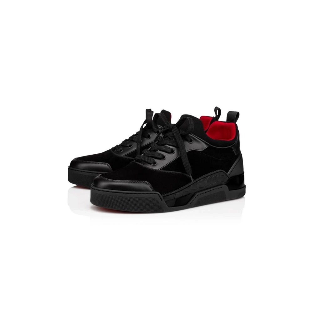 cheap Christian Louboutin Low-top Aurelien Black Veau Velours Sneaker sale