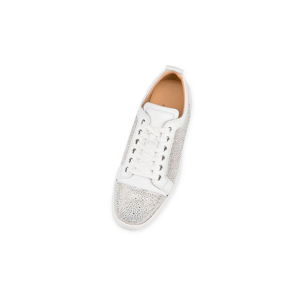 cheap Christian Louboutin Low-top Louis Junior ST Version Bianco Strass Sneaker sale