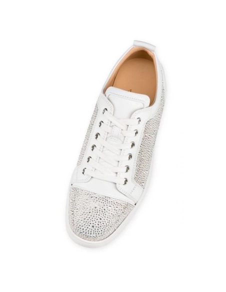 cheap Christian Louboutin Low-top Louis Junior ST Version Bianco Strass Sneaker sale