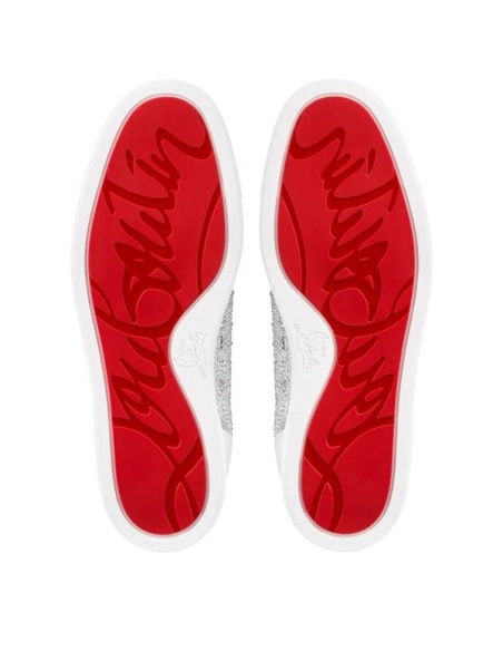 cheap Christian Louboutin Low-top Louis Junior ST Version Bianco Strass Sneaker sale