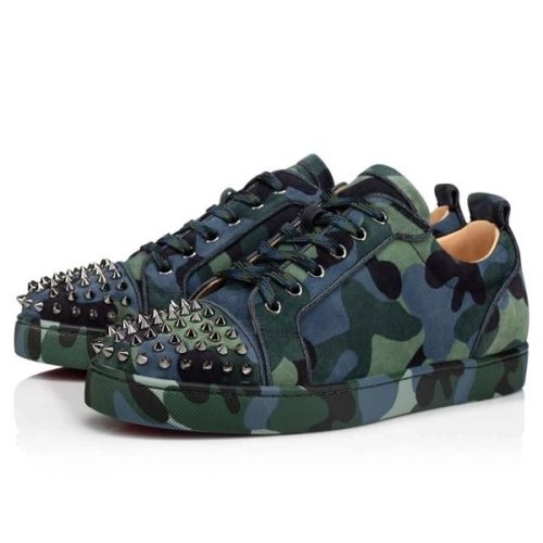 cheap Christian Louboutin Low-top Louis Junior Spikes Orlato Multi/gun Metal Veau Velours Sneaker sale