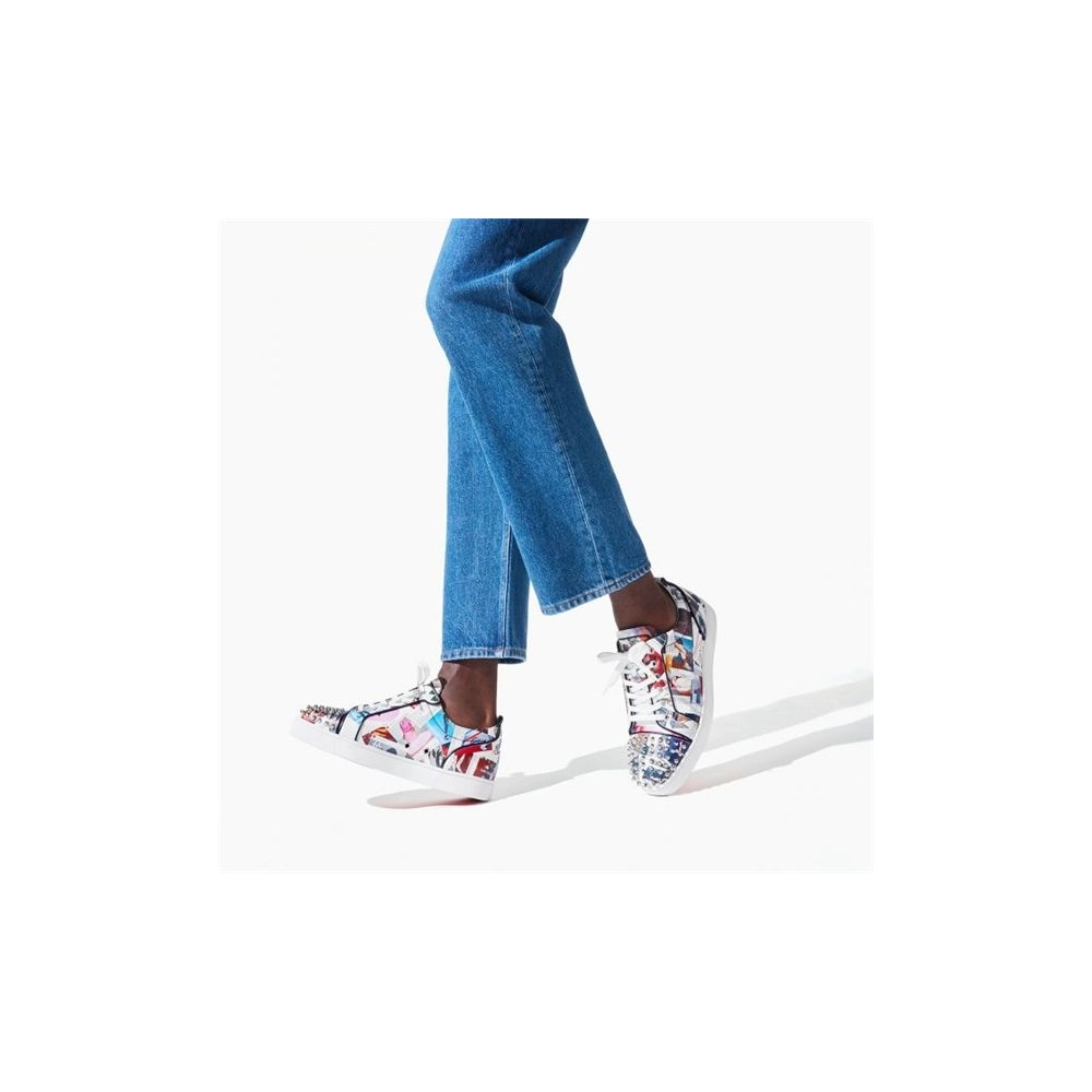 cheap Christian Louboutin Low-top Louis Junior Spikes Multi/black Calf Sneaker sale