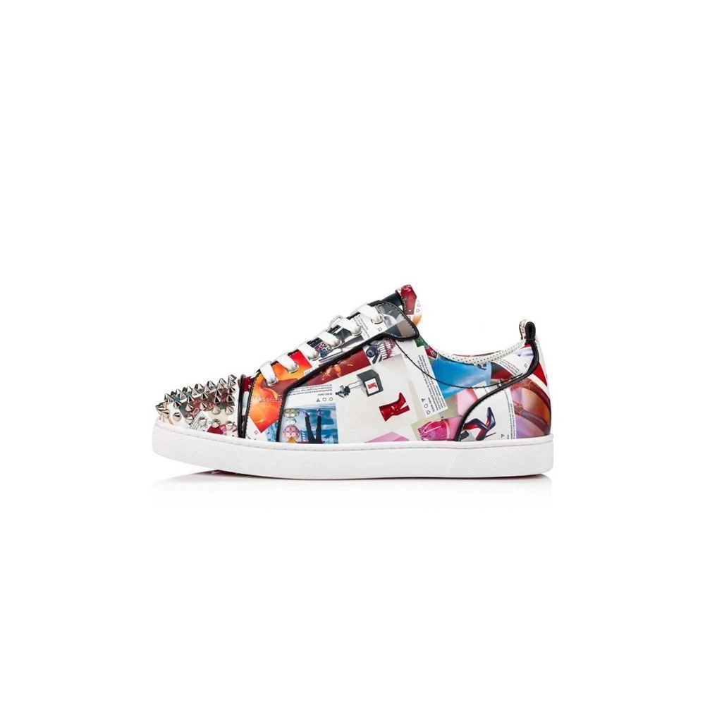 cheap Christian Louboutin Low-top Louis Junior Spikes Multi/black Calf Sneaker sale