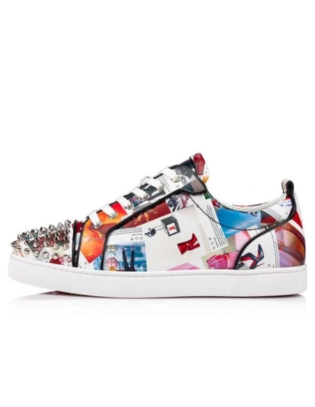 cheap Christian Louboutin Low-top Louis Junior Spikes Multi/black Calf Sneaker sale